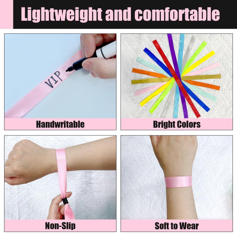 Comflora 100 Pcs Cloth Event Wristband  Disposable Wristbands for Events  Colored Wristbands Events for Lightweight Concert Club Entrance Wrist Strap Party Wristband Event (Color : Pink) - Image 3